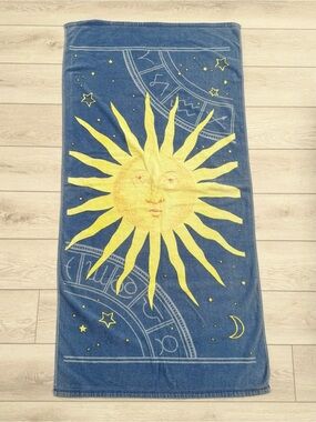 Vintage 90s Celestial Sun Moon Beach Towel